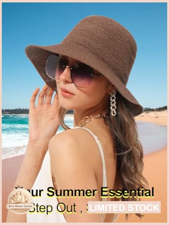 Handwoven Foldable Straw Bucket Hat Adjustable Travel Sun Hat UPF 50 main image 4